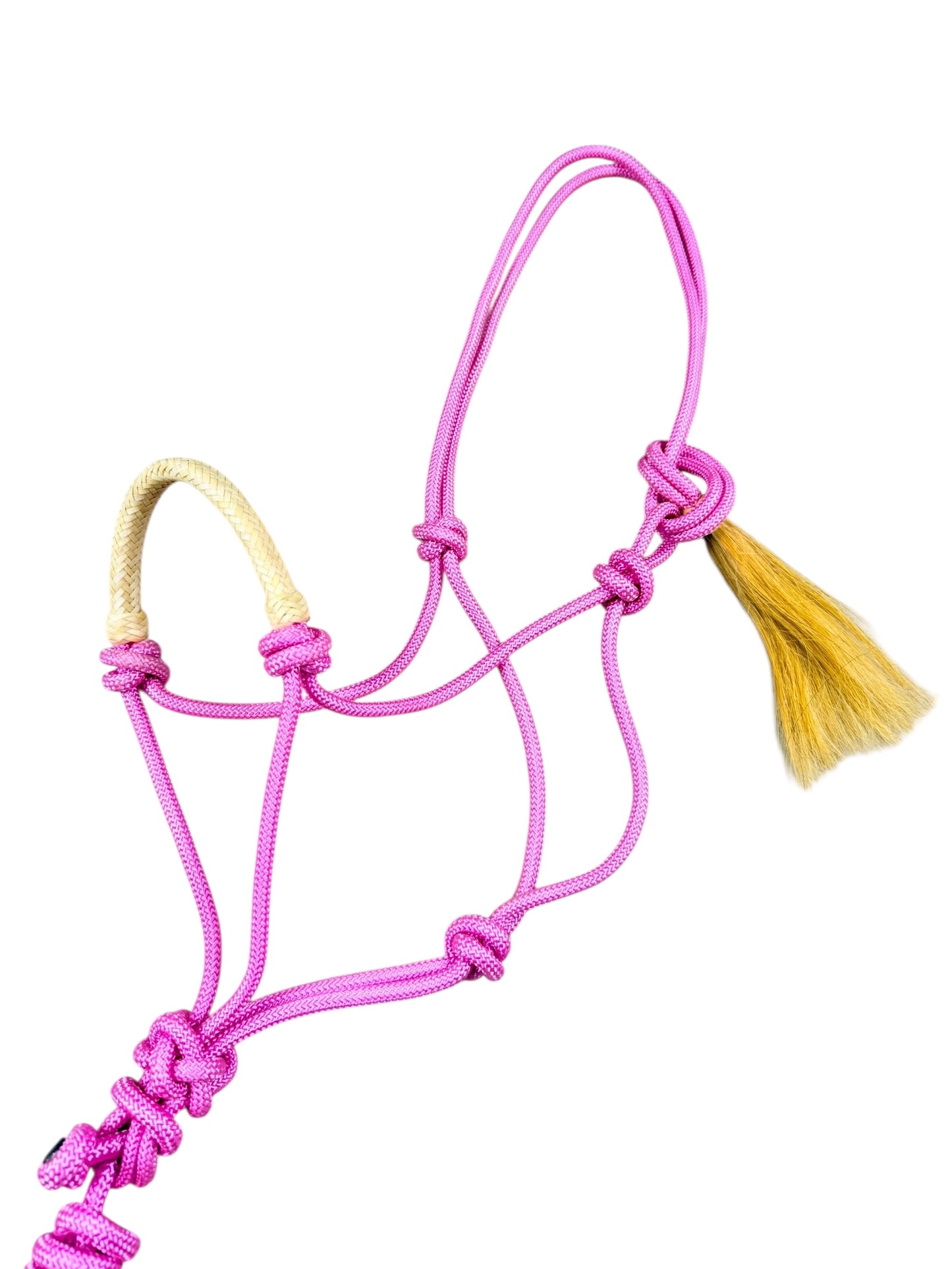 Rawhide Noseband Rope Halter with Lead (Pink)