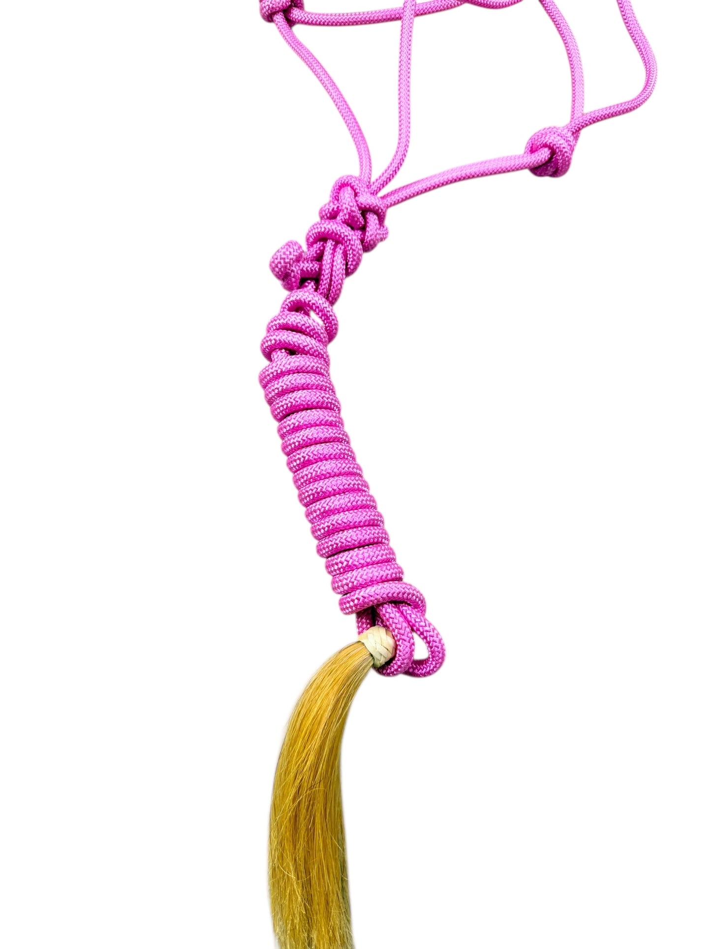 Rawhide Noseband Rope Halter with Lead (Pink)