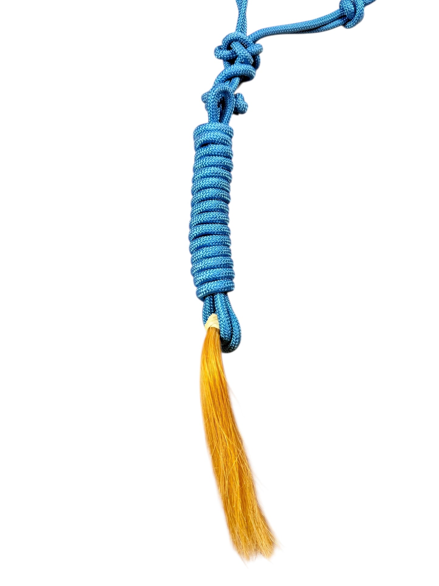 Rawhide Noseband Rope Halter with Lead (Turquoise)