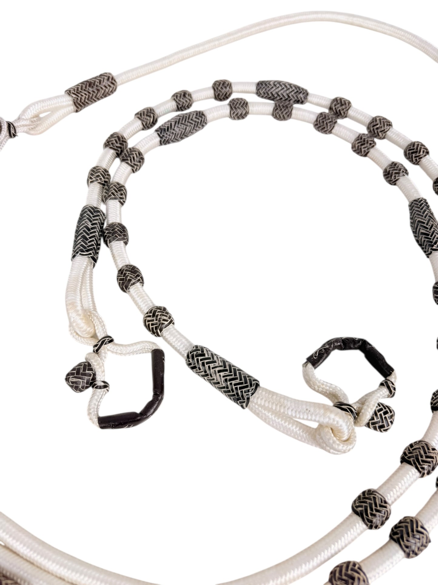 Poly Rope Romal Reins - Black Rawhide Knots