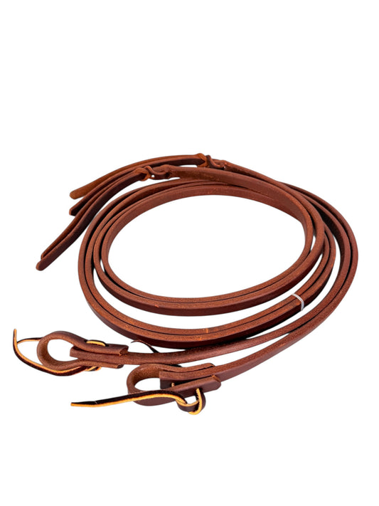 5/8" Oiled Harness Leather Split Reins - Popper Ends