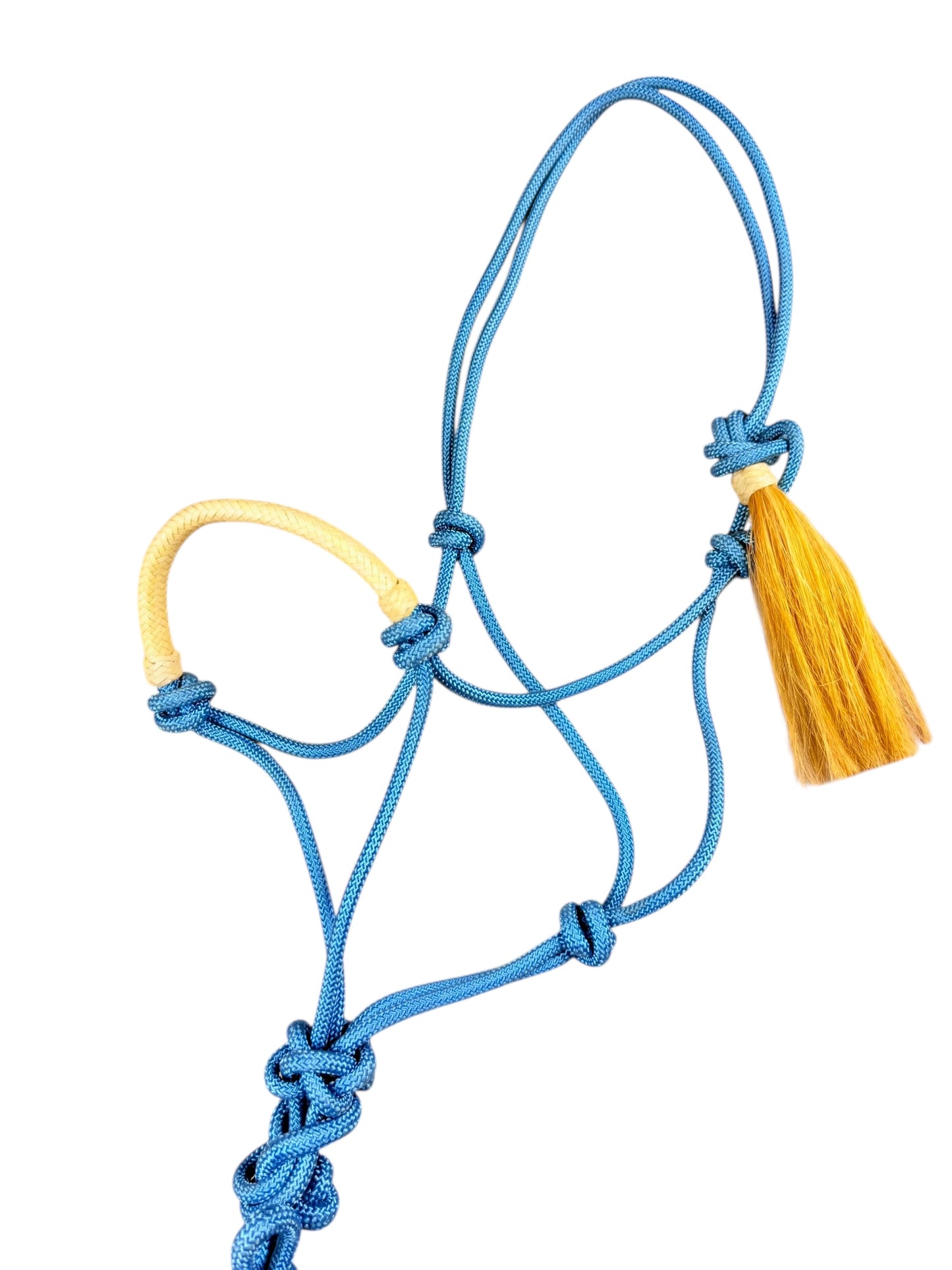 Rawhide Noseband Rope Halter with Lead (Turquoise)