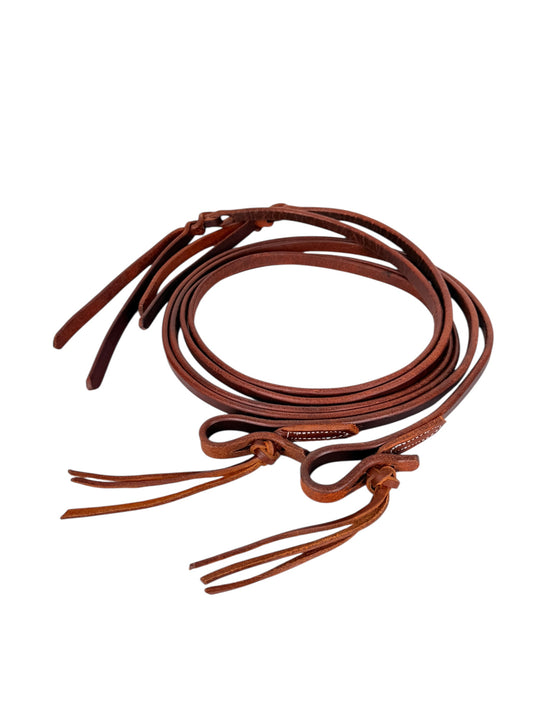 5/8” Oiled Harness Leather Split Reins - Pineapple Knots with Popper Ends