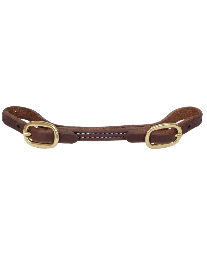 1/2" Doubled + Stitched Harness Leather Curb Strap (Dark Oil)