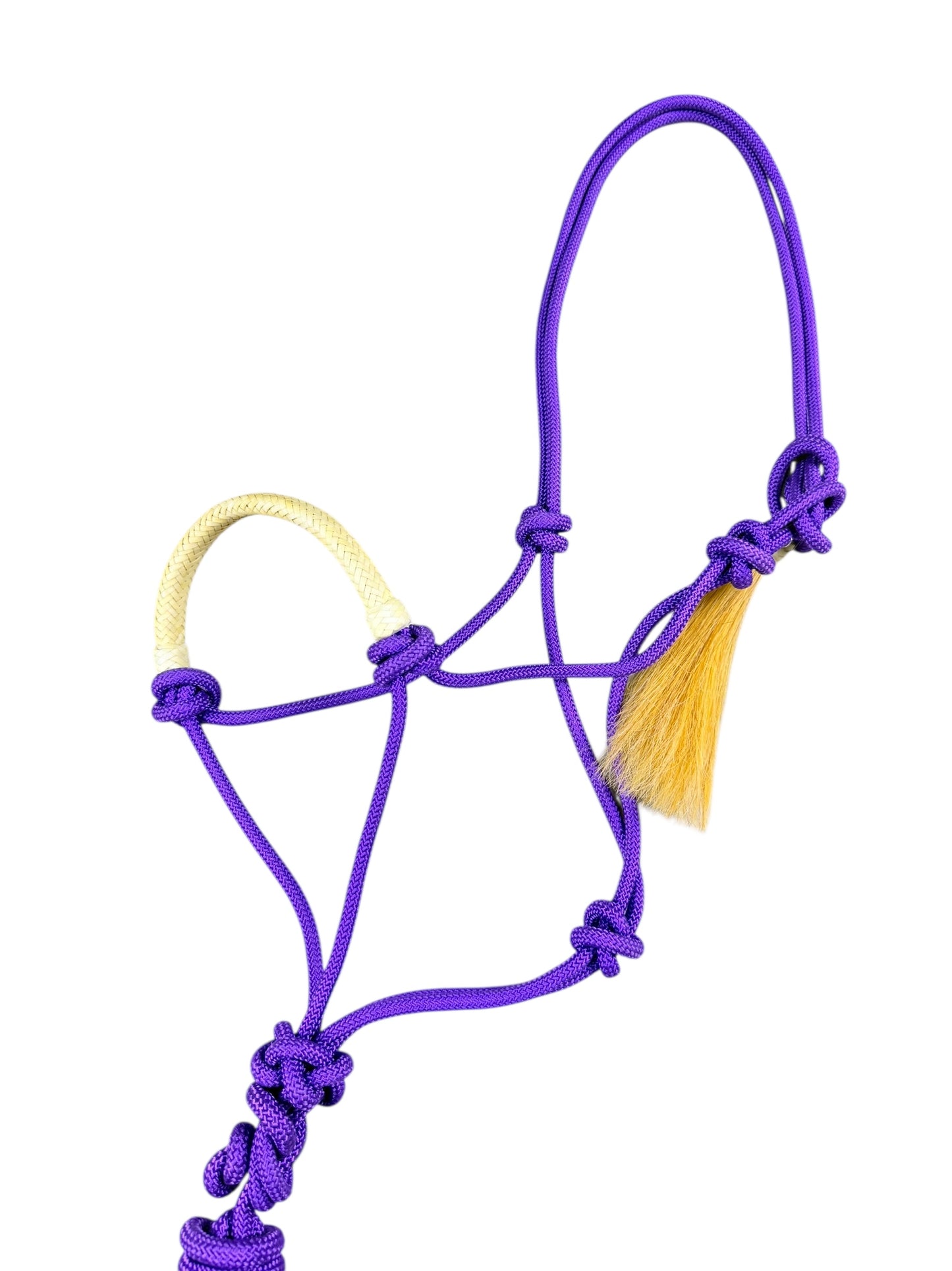 Rawhide Noseband Rope Halter with Lead (Purple)