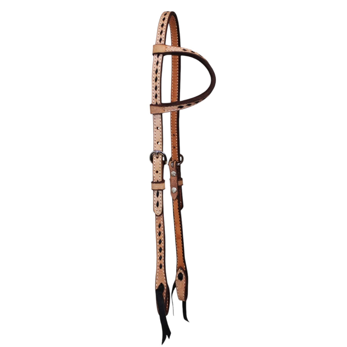 5/8" Cowboy Buck Stitch Slip Ear Headstall (Black)