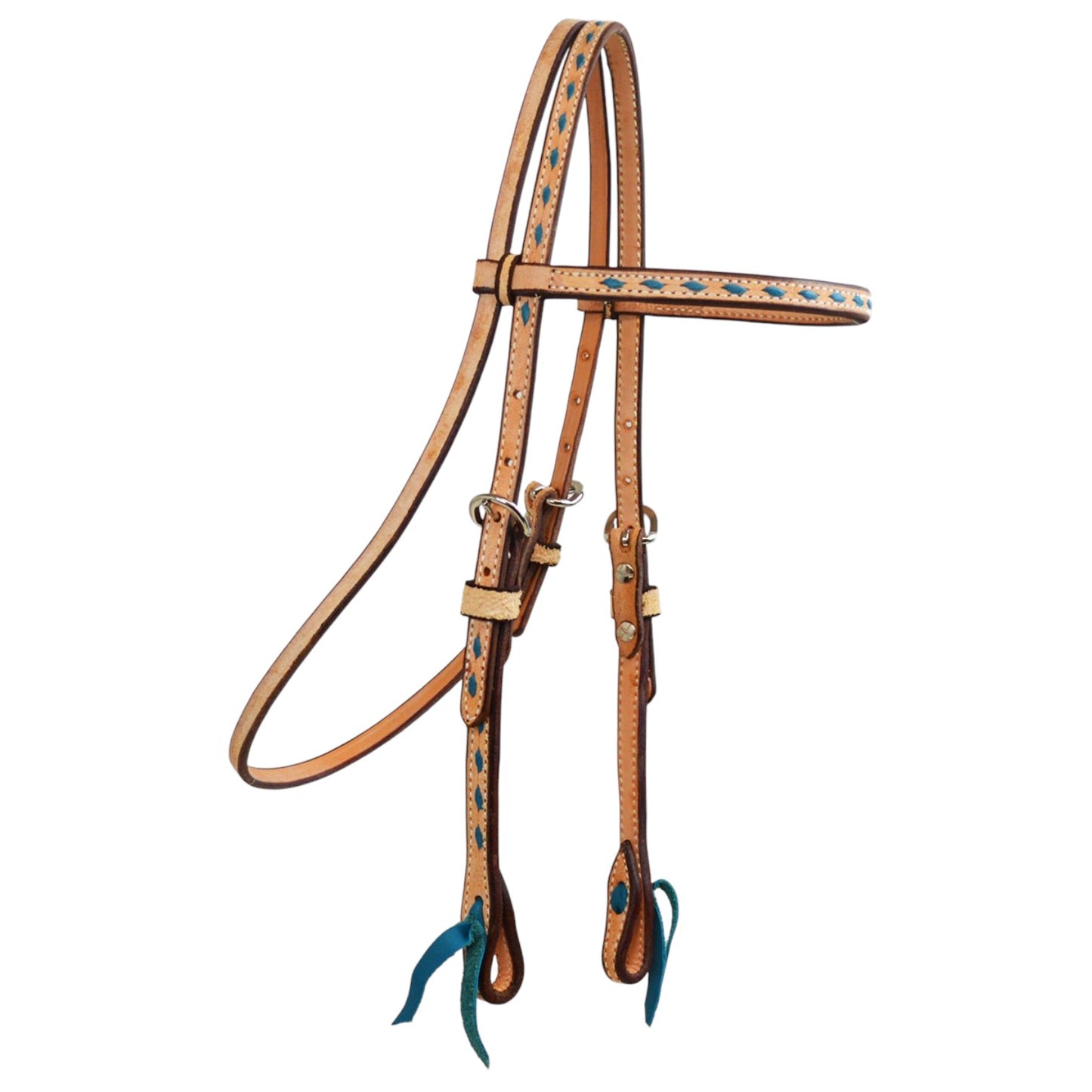 5/8" Cowboy Buck Stitch Browband Headstall (Turquoise)