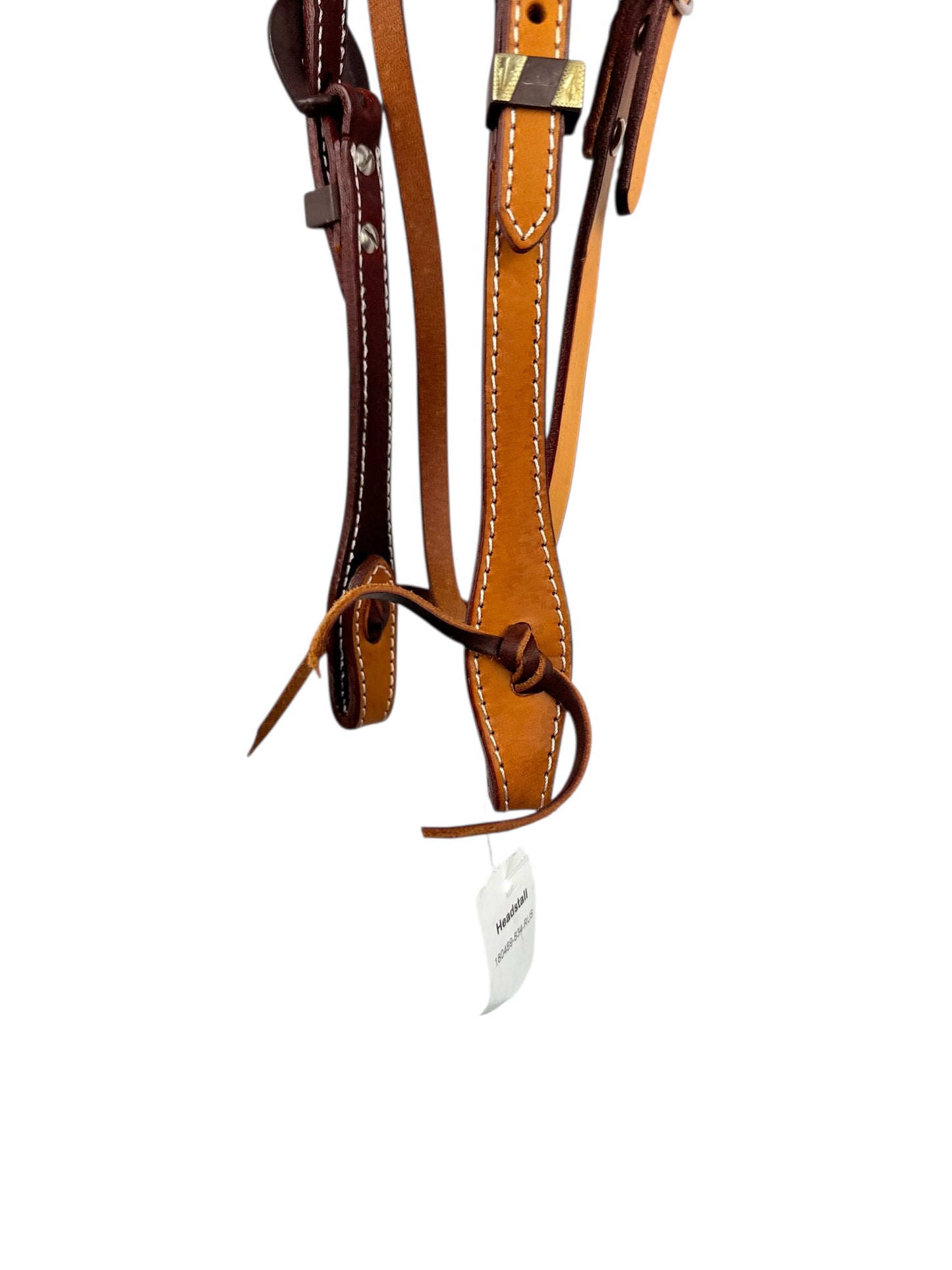 Two Tone Leather Browband Headstall - Longhorn Buckle Set