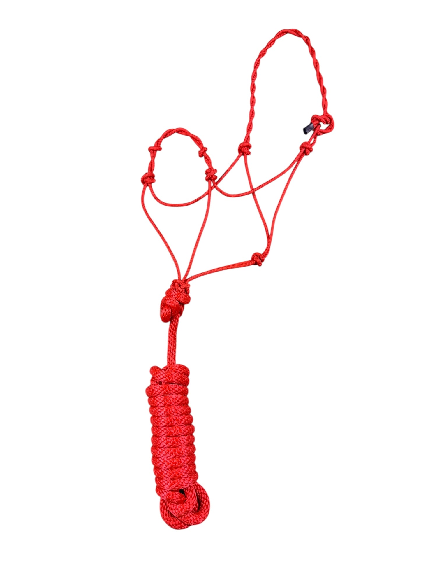 Knotted Rope Halter with 14' Lead (Red)