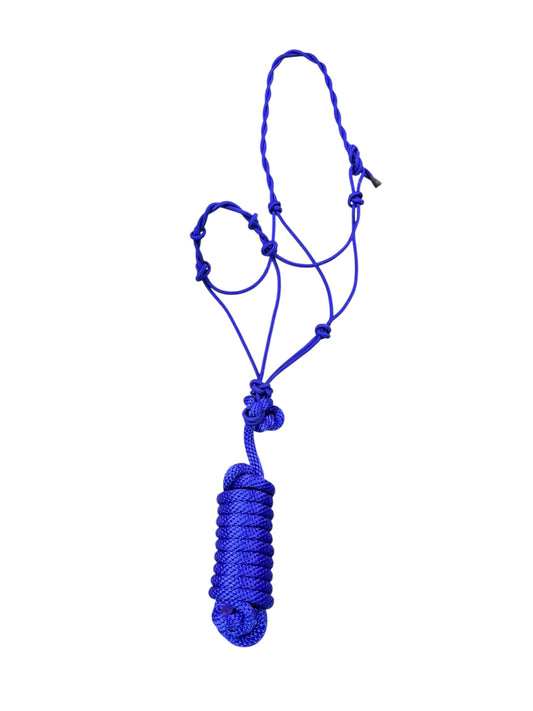 Knotted Rope Halter with 14' Lead (Royal Blue)