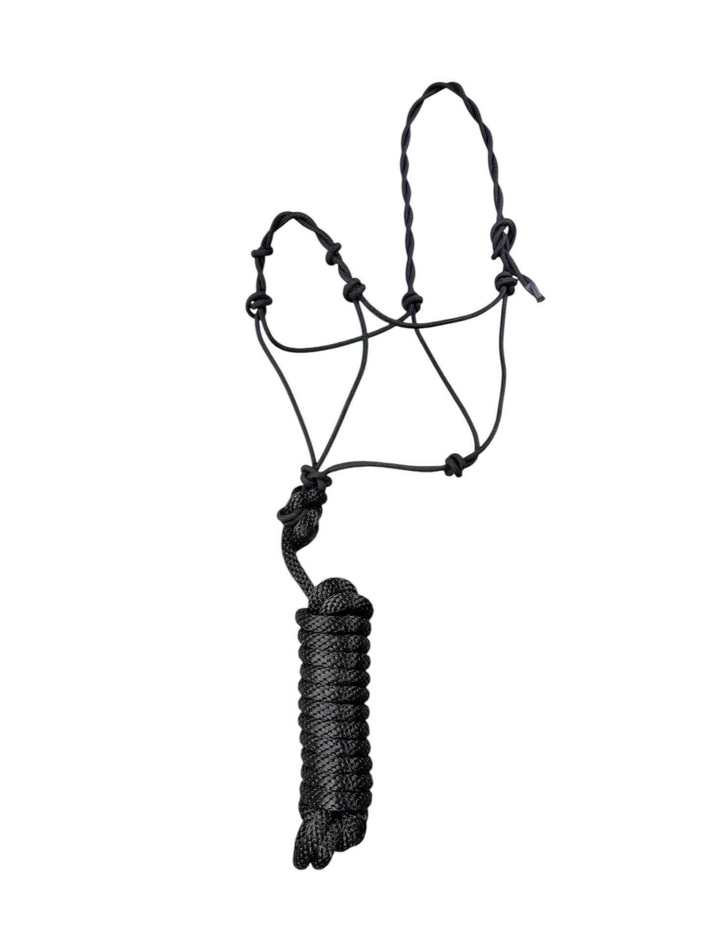Knotted Rope Halter with 14' Lead (Black)