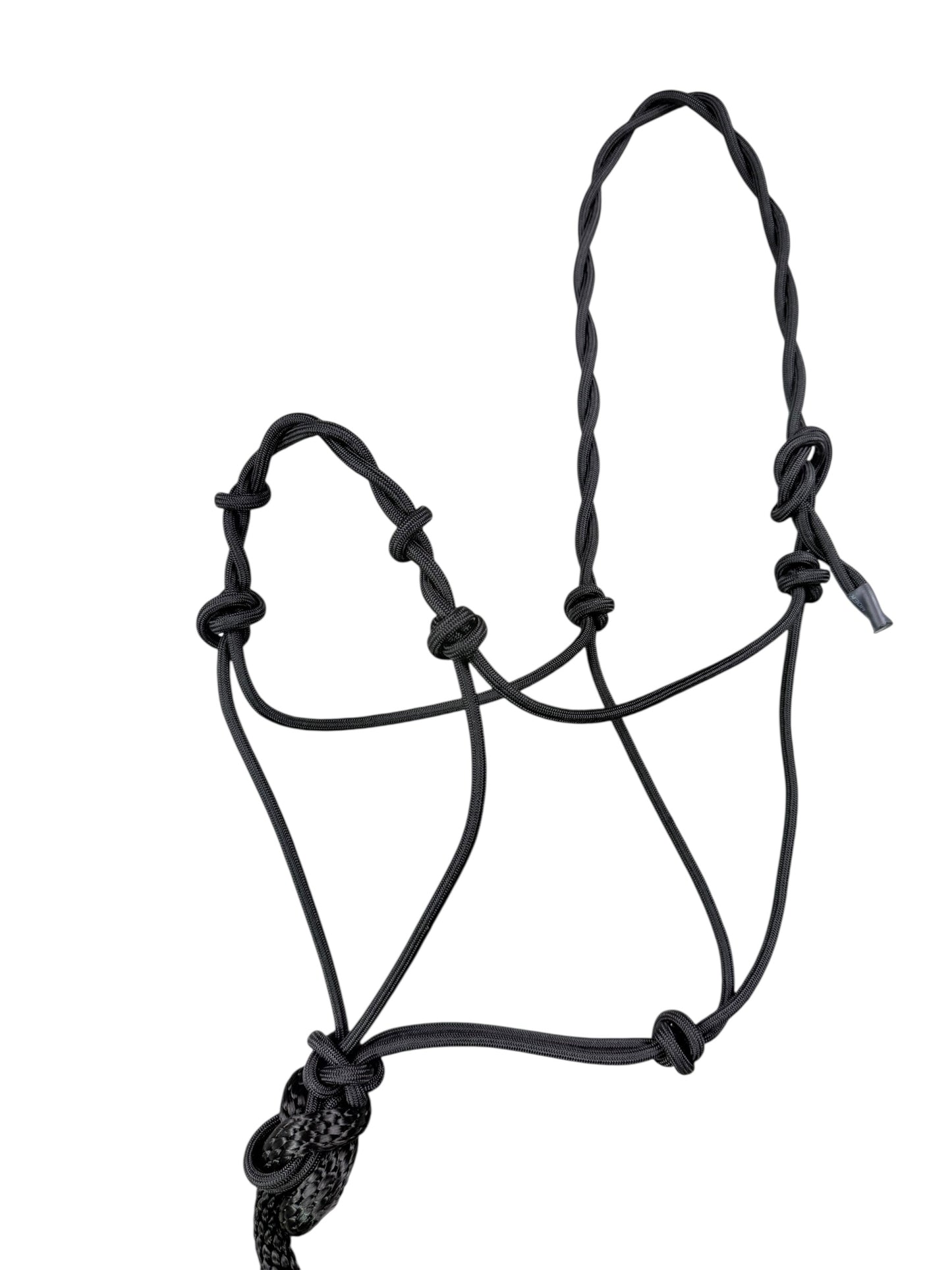 Knotted Rope Halter with 14' Lead (Black)