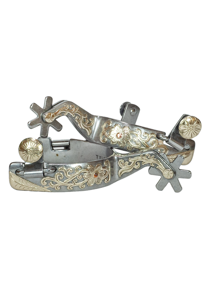 Tyler Ladies Chrome Floral Spurs (6 Point)
