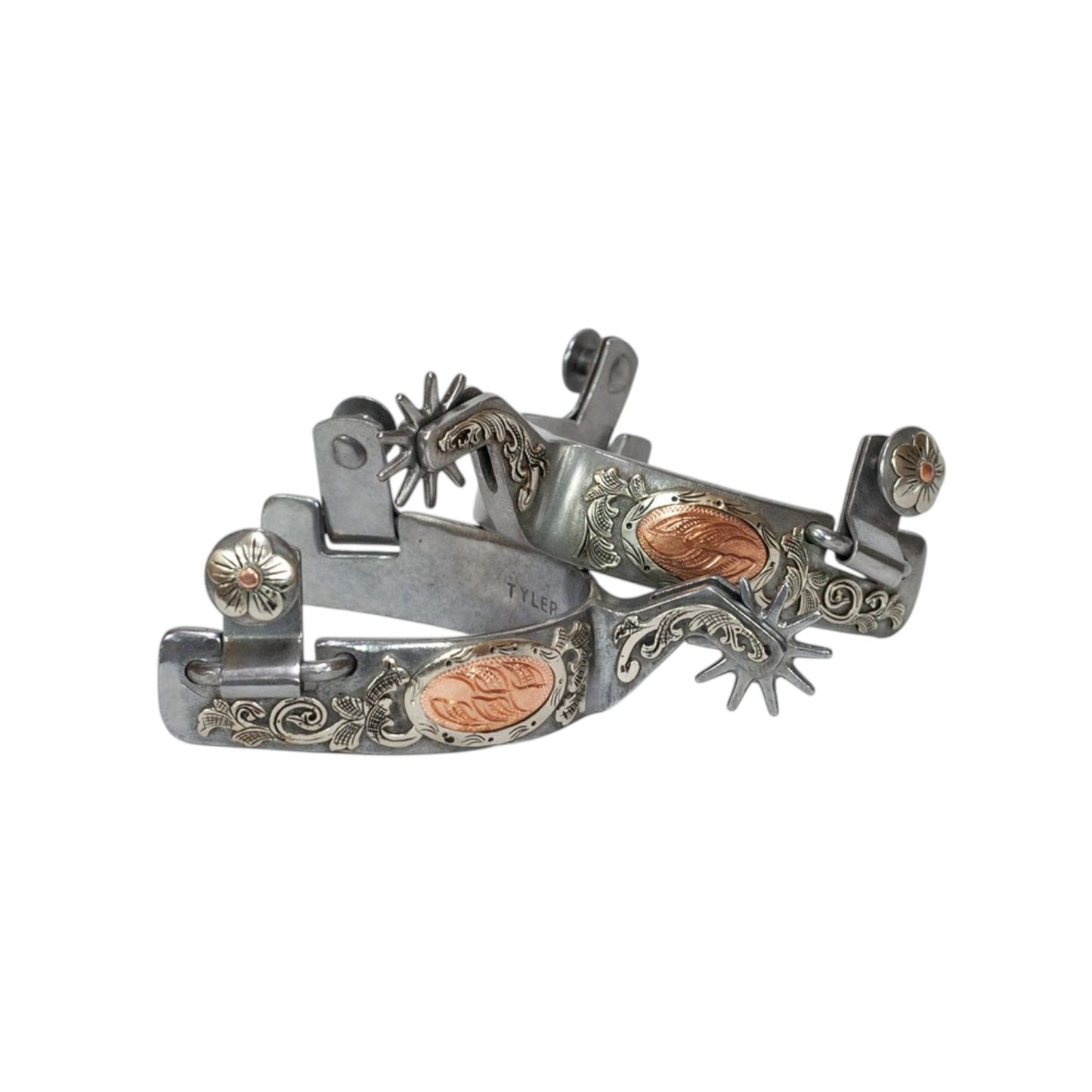 Tyler Ladies Steel Oval Copper Concho Spurs (10 Point)