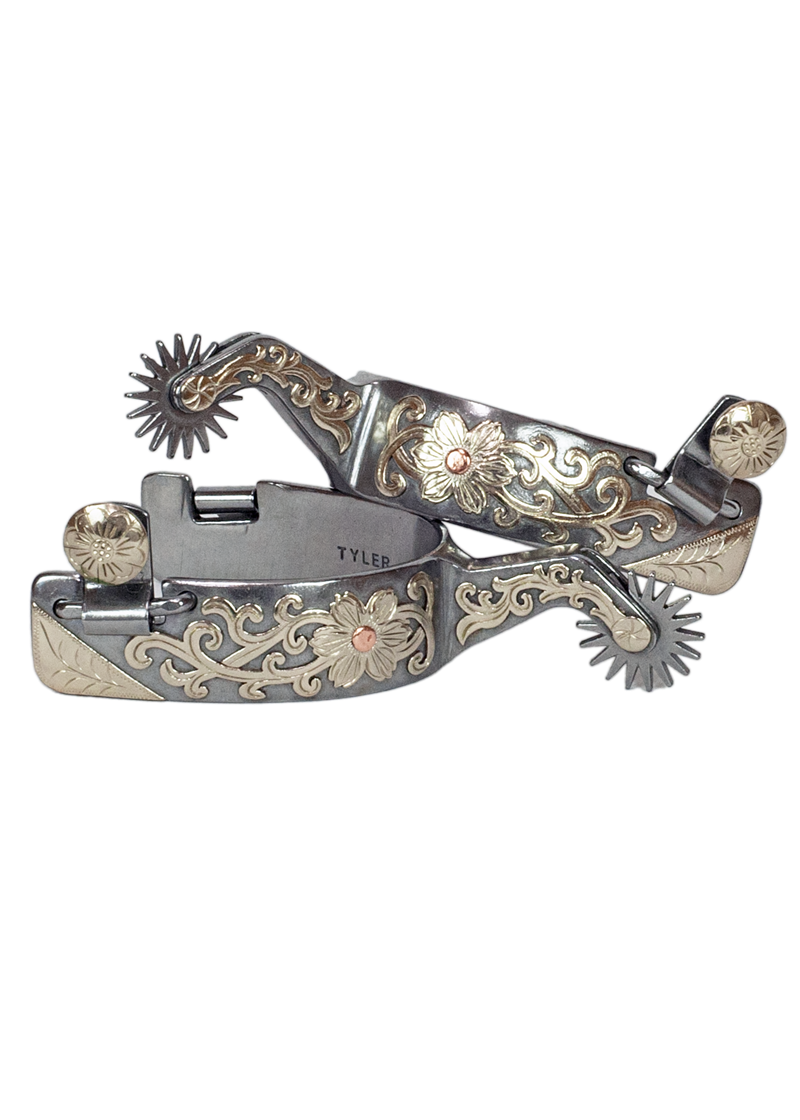 Tyler Men's Chrome Floral Spurs (18 Point)