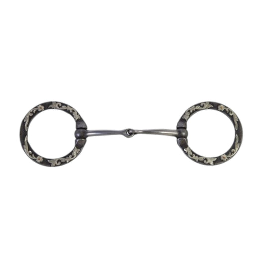 Antique Floral Smooth D-Ring Snaffle Bit