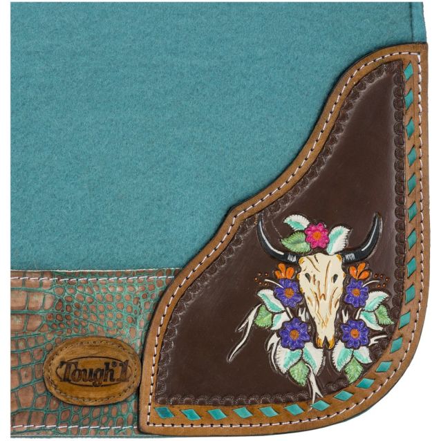 Tough1 Hand Painted Steer Skull Saddle Pad