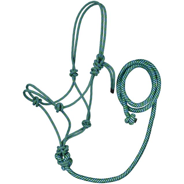 Tough1 Tri-Color Rope Halter with Lead (Kelly Green)