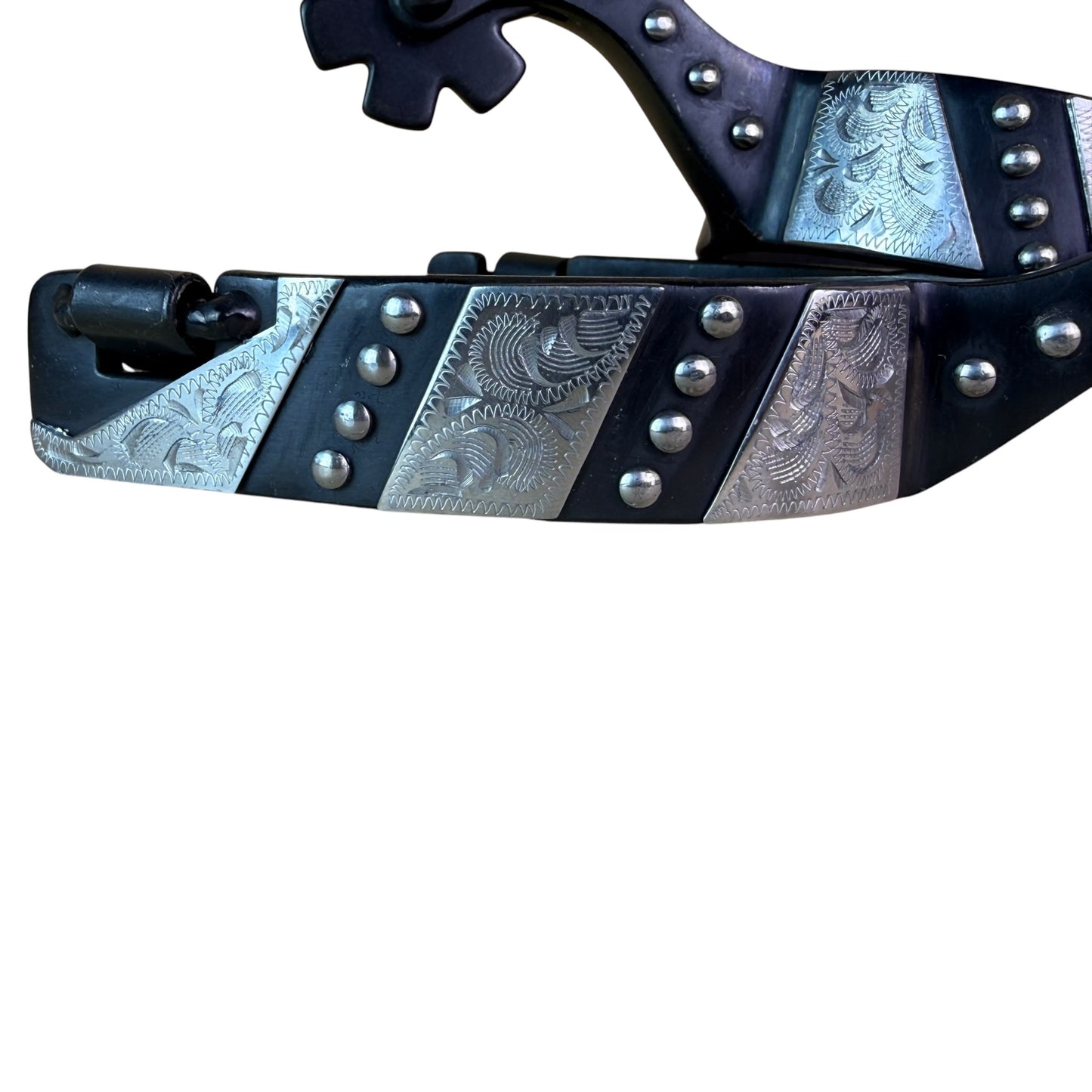 Engraved Trim & Dots Black Spurs