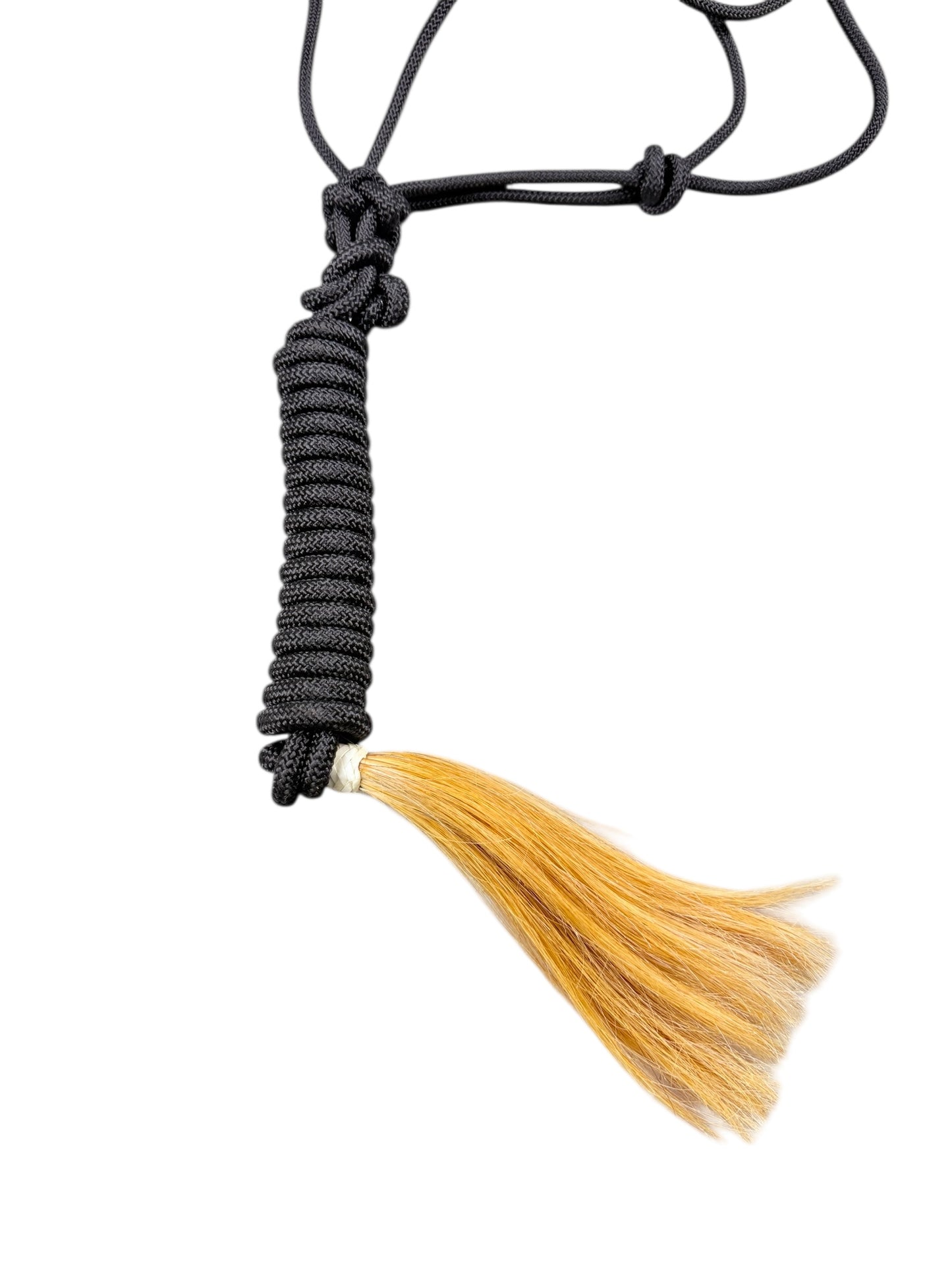 Rawhide Noseband Rope Halter with Lead (Black)