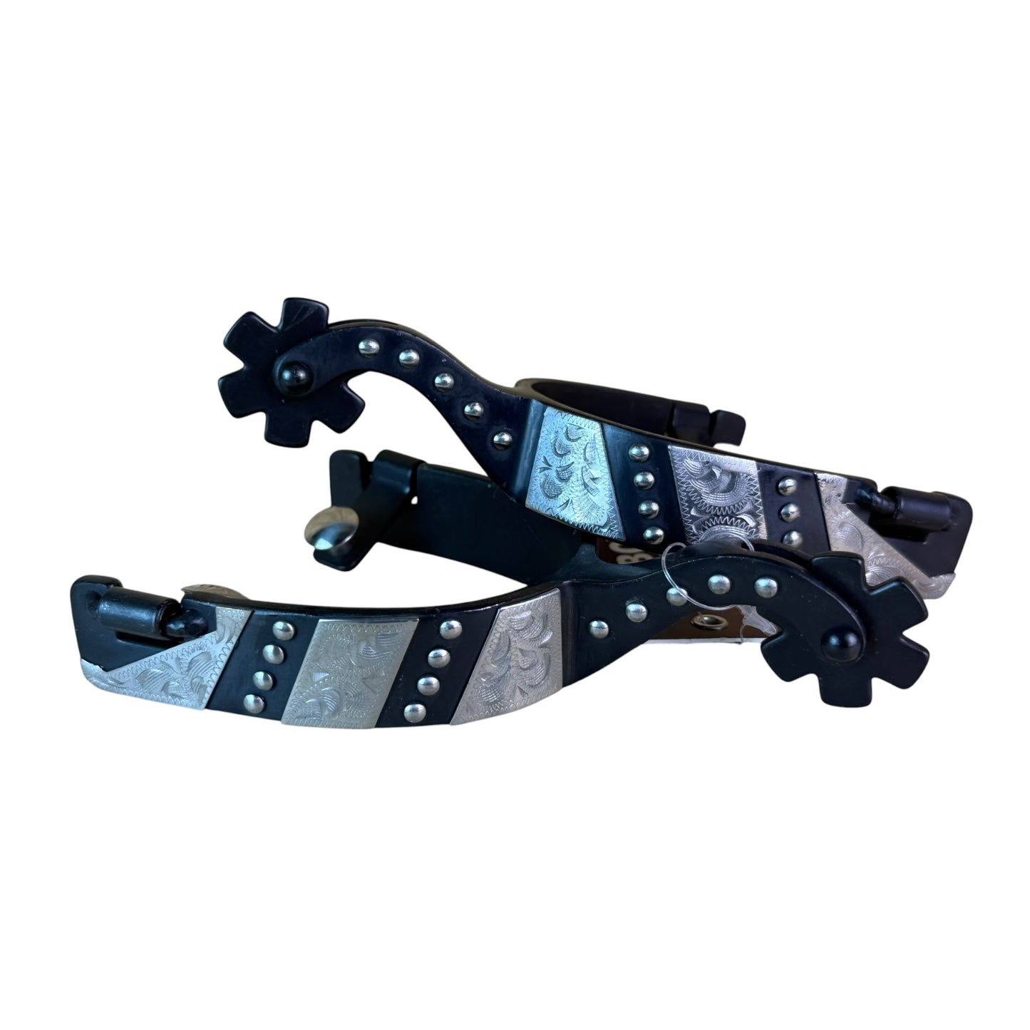 Engraved Trim & Dots Black Spurs