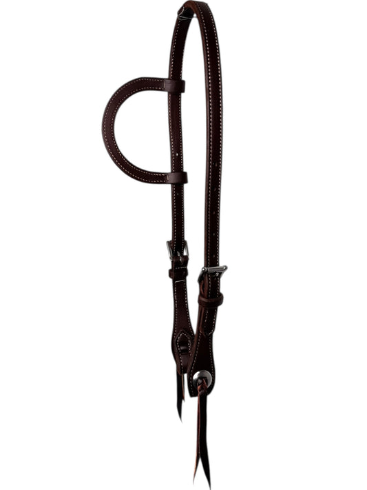3/4” Doubled + Stitched Slip Ear Headstall with Roller Buckles and Conchos