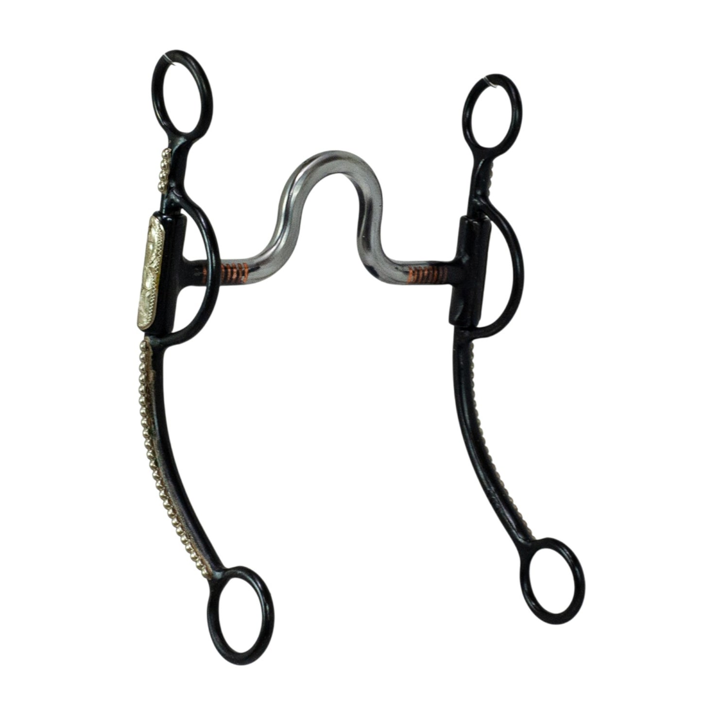 Tyler Dotted Black Steel Shank - Round High Port Bit