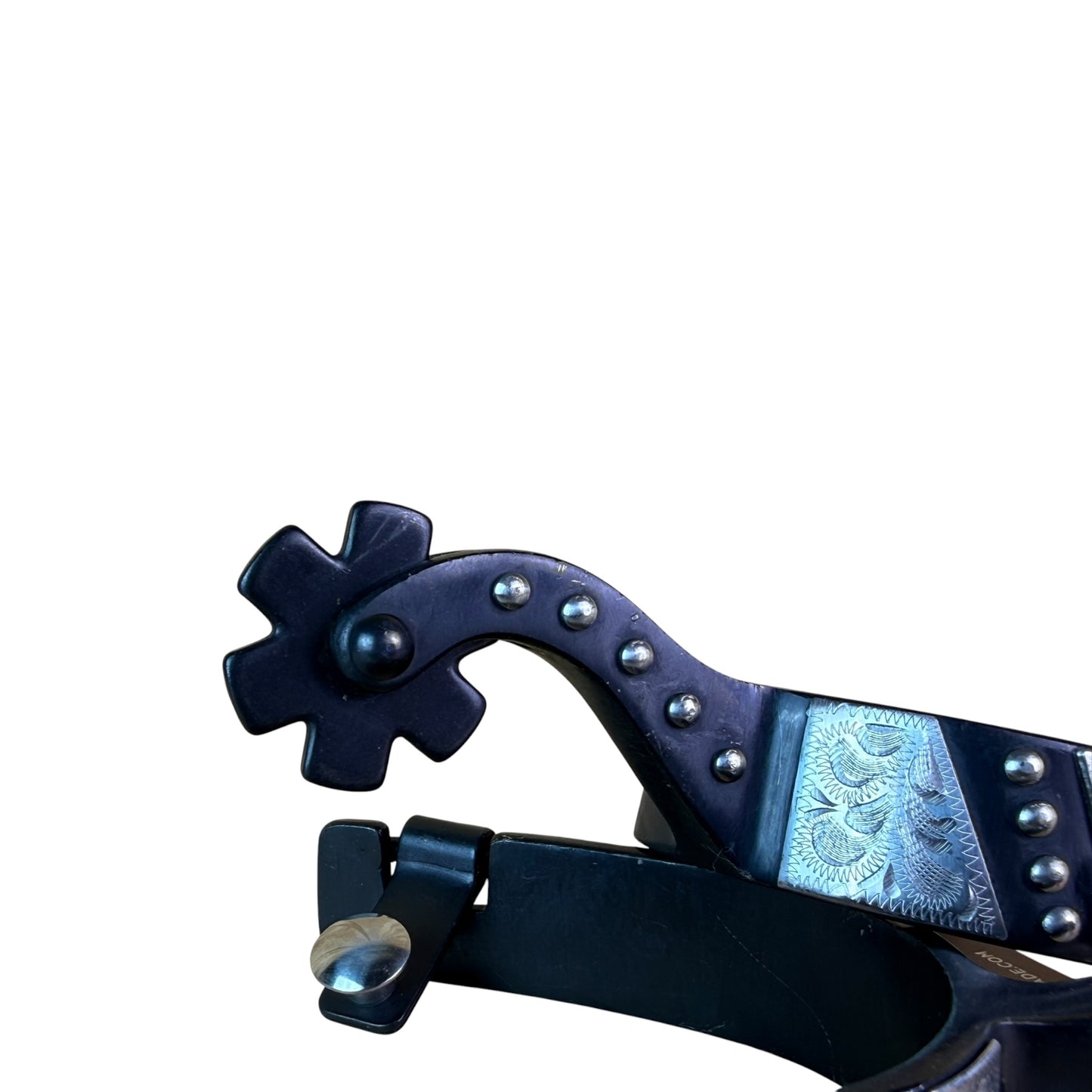 Engraved Trim & Dots Black Spurs