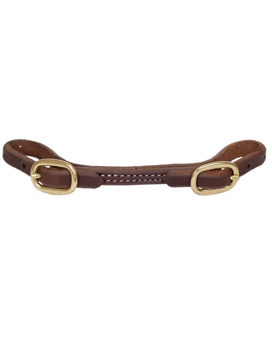 1/2" Doubled + Stitched Harness Leather Curb Strap (Dark Oil)