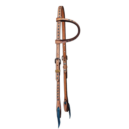 5/8" Cowboy Buck Stitch Slip Ear Headstall (Turquoise)