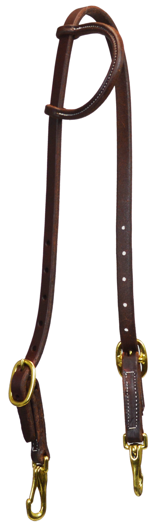 5/8" Double Buckle Slip Ear Headstall - Snaps (Dark Oil)
