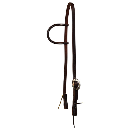 5/8" Slip Ear Headstall - Antique Floral Cart Buckle