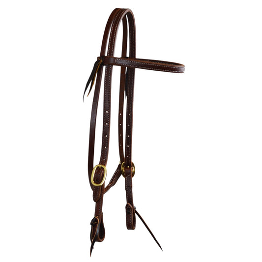 5/8" Doubled + Stitched Browband Headstall (Dark Oil)
