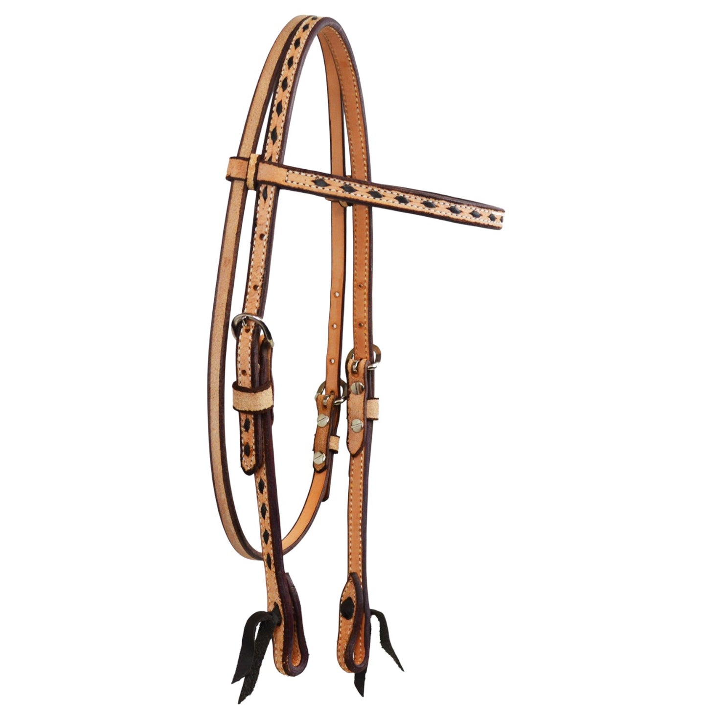 5/8" Cowboy Buck Stitch Browband Headstall (Black)