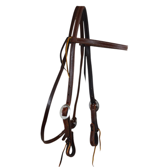 5/8" Double SS Buckle Stitched Browband Headstall (Dark Oil)
