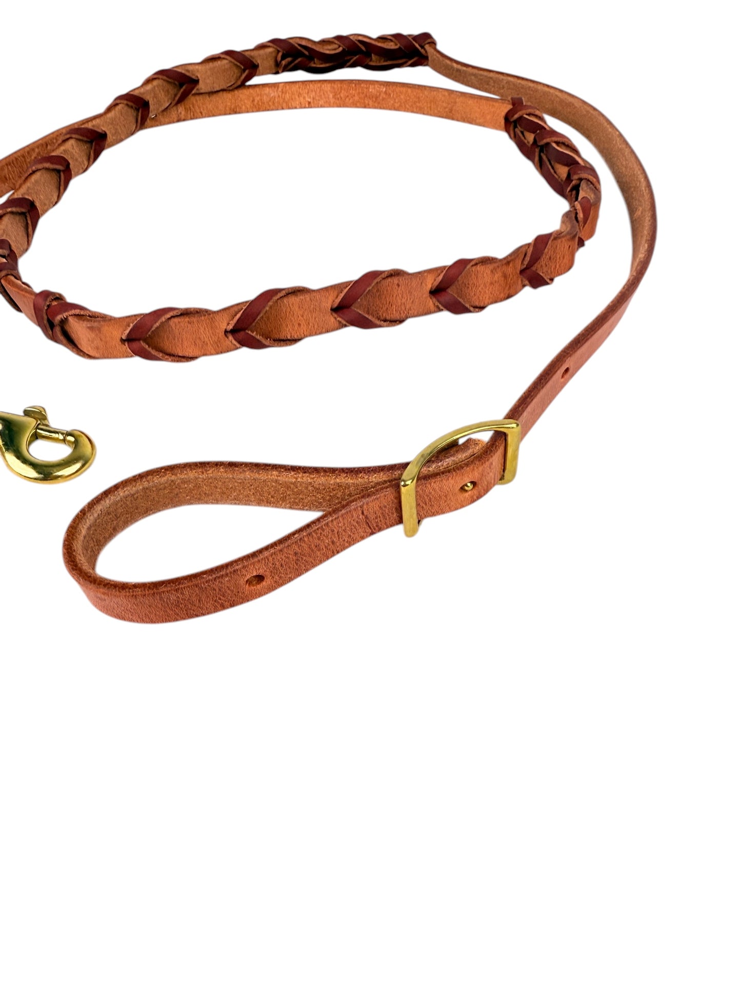3/4" Laced Harness Leather Barrel Rein (Natural)
