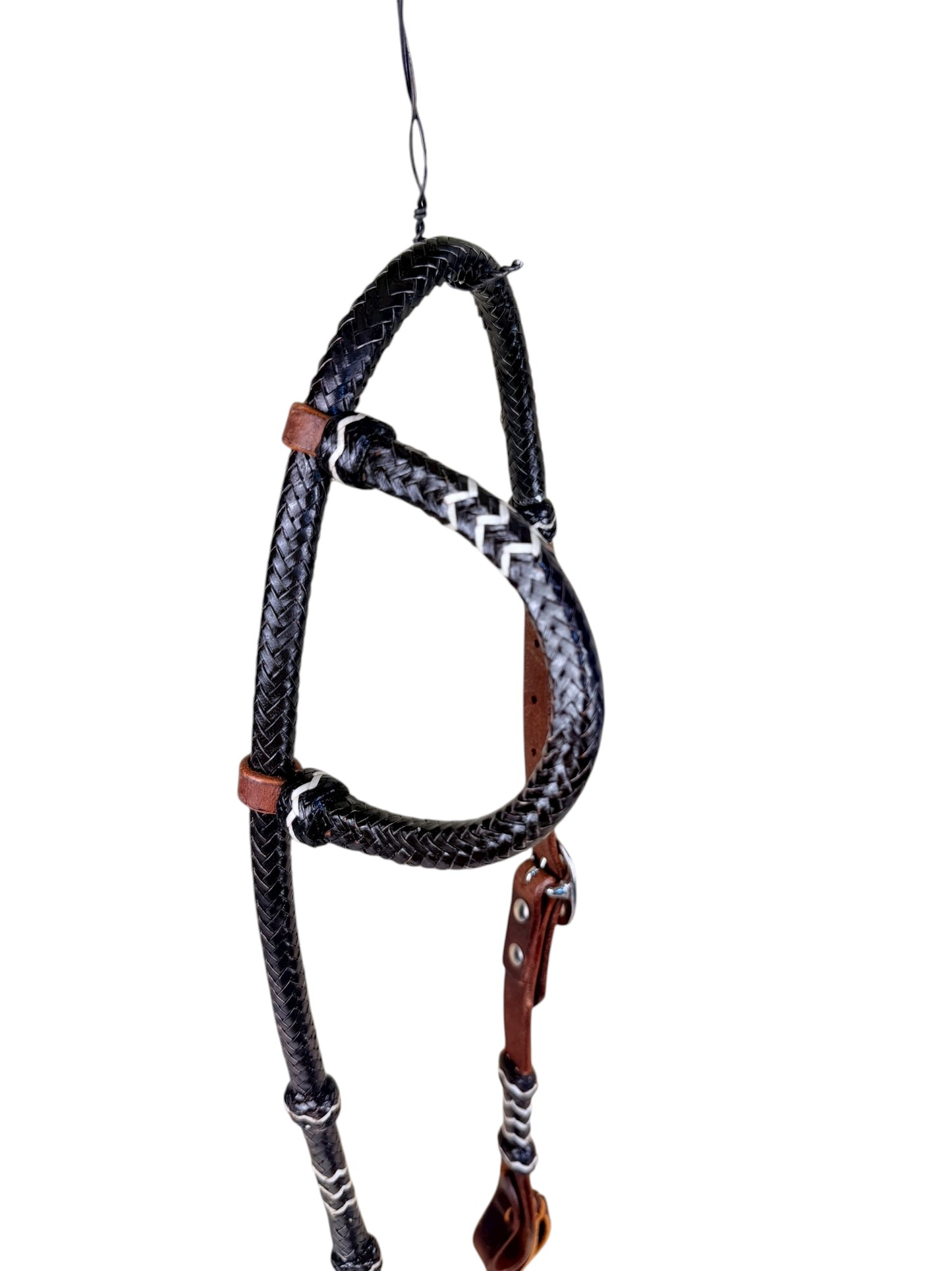 Braided Rawhide Slip Ear Headstall - Black