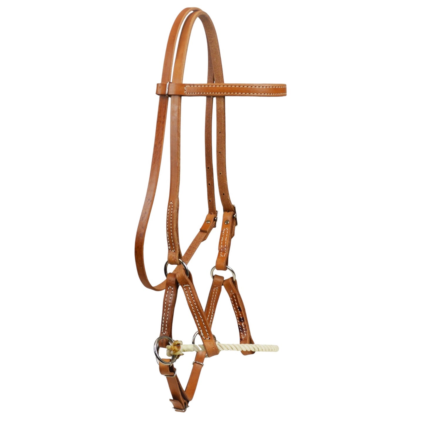 Single Rope Nose Leather Side Pull - Natural