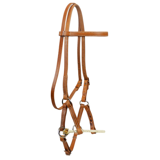 Single Rope Nose Leather Side Pull - Natural