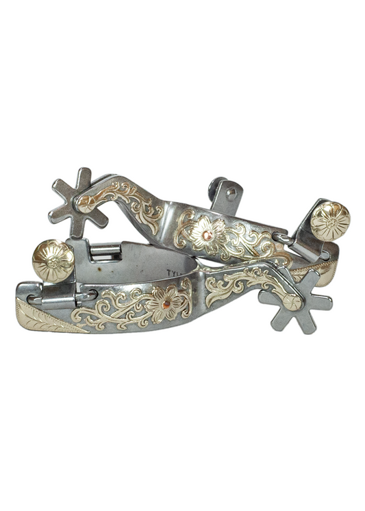 Tyler Ladies Chrome Floral Spurs (6 Point)