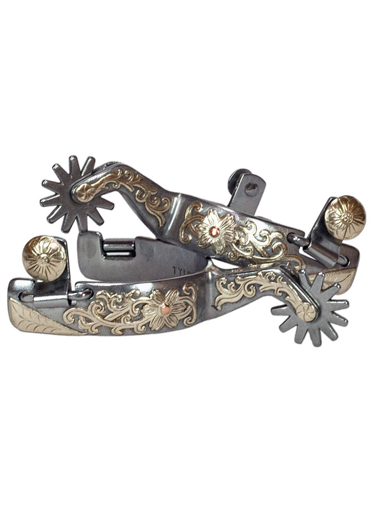 Tyler Ladies Chrome Floral Spurs (12 Point)