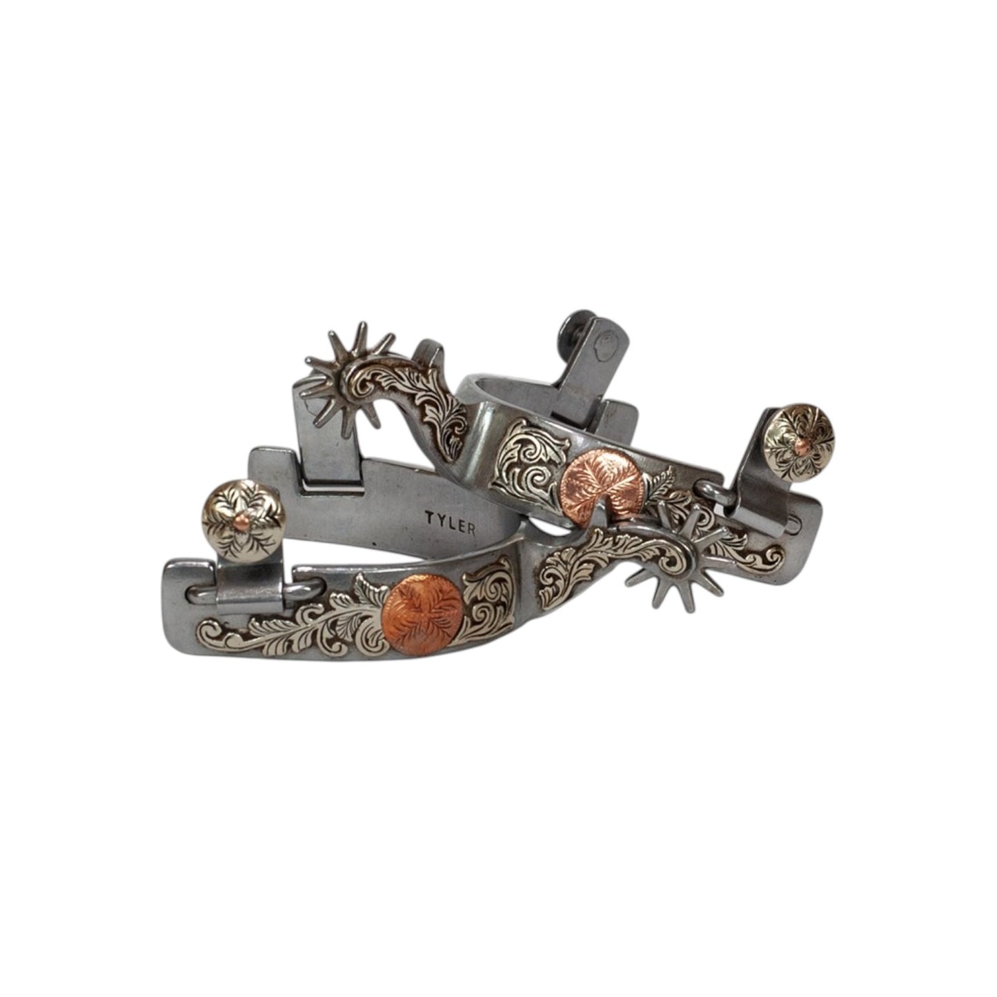 Tyler Ladies Steel Copper Concho Spurs (10 Point)