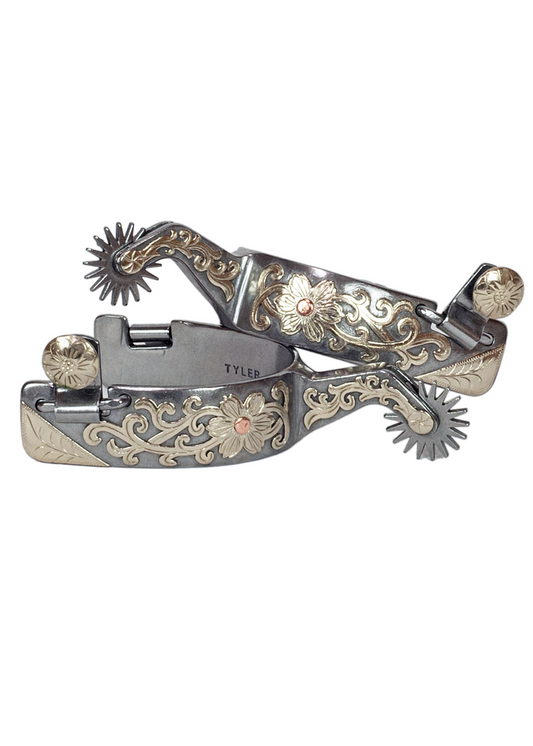 Tyler Men's Chrome Floral Spurs (18 Point)