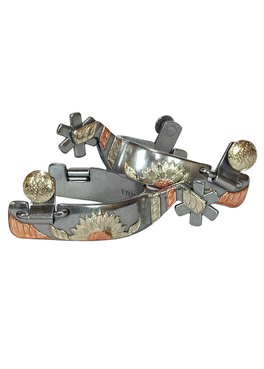 Tyler Ladies Chrome & Copper Sunflower Spurs (6 Point)